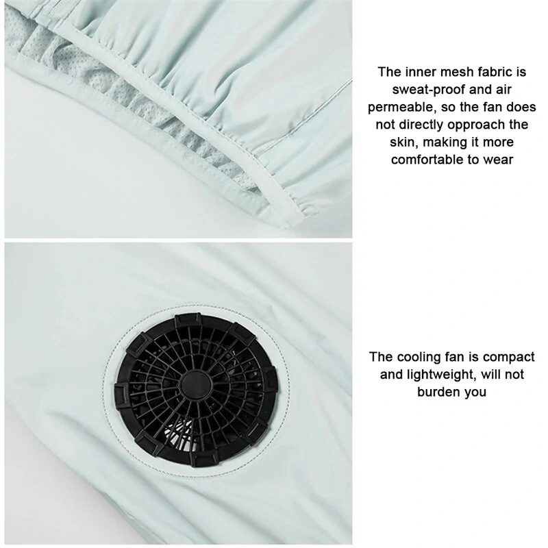 (image for) TENGOO Air Conditioning Clothing Vest 3-Gears Wind Speeds Sun Protection Cooling Vest USB Charging Continuous Cooling Jacket with Two Fans for Summer High Temperature Operation