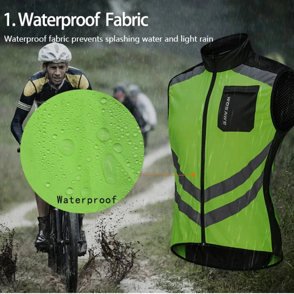 (image for) WOSAWE Cycling Vest Reflective Safety Vest Breathable Waterproof Bicycle Sportswear Outdoor Running Jersey